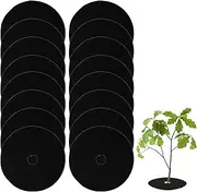 MAQIHAN 14 PCS Tree Ring Mulch Mat - Root Barrier Tree Protectors Weed Mat for Garden Fabric Weed Barrier Ring Tree Rings Landscaping Non Woven Black Mulch for Garden 12.6inch Landscape Decor