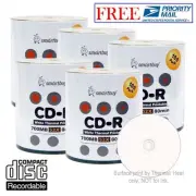 500 Pcs Smartbuy CD-R 52X 700MB White Thermal Printable Blank Disc Priority Mail