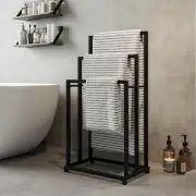 3 Tiers Metal Towel Rack Tall Industrial Modern Free Standing Towel Holder