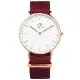 DW Daniel Wellington 時尚蘿絲琳寶石紅NATO錶帶石英腕錶-金框/36mm(DW00100271)