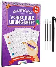 Magic Preschool Exercise Books from 5 Years for Boys & Girls - [4 Booklets + Pencil] - Reusable Learning Books for Preschool - Learning Letters Learning to Write (Learn Typeface)