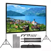 120" Projector Screen w/Tripod Stand Portable Home Outdoor Movie Screen 16:9 4K