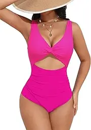 [AI'MAGE] Women's One Piece Swimsuit High Waisted Bathing Suit Cutout Monokini V Neck Swimwear