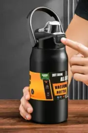 Portable Thermos with Straw 304 Stainless Steel Thermal Mug Tumbler Coffee Cup