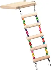 Mipcase Bird Climbing Ladder Toy Parrot Training Toy Wooden Ladder Swing for Pet Birds