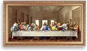 [A&T ARTWORK] The Last Supper by Leonardo Da Vinci The World Classic Art Reproductions,Giclee Prints Framed WallArt for Home Decor,Image Size:24x12 inches,Gold Art Framed Size:26.75x14.5 inchs, Black