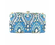 Vintage Beaded Clutch Evening Bags Flapper Handbag Clutch for Women-Blue