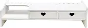 Stand Riser, Laptop Stand Computer Shelf Holder with Storage Drawer Desktop Stand Storage Organizer for PC, Printer, White 2 Drawer