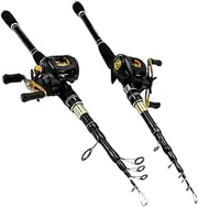 LLEIIshen Portable Travel Fishing Combo 1.6-2.4m Casting Spinning Lure Fishing Rod and 17+1BB Baitcasting Reel Combo/1669