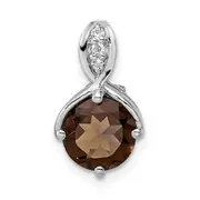 Sterling Silver Ss Rh-Plated Circle 1.86T.W. Smoky Quartz/White Topaz Pendant