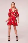 Band of the Free Dolly Red Floral Puff Sleeve Mini Dress Size Small NWT