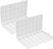 [Homiliky] 2 Pcs 28 Grids Small Compartment Craft Case, Plastic Organiser Storage Box, Clear Bead Container, Organizer Storage Container with Dividers for Beads, Crafts, Buttons (28 Grids)