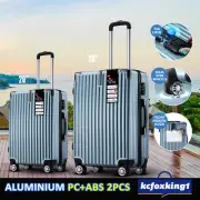 2PCS Luggage Suitcase Trolley Set Travel Hard Shell Carry Bag Case Lockable Blue
