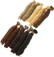BESTYASH 10Pcs Curly Doll Hair Wefts High Temperature Doll Wigs for Includes Various Styles for Creative Doll Doll Hair Wig Supplies