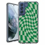 For Samsung Galaxy S20 S21 S23 S24 FE 5g TPU Case+Glass(Twist Checker Green)