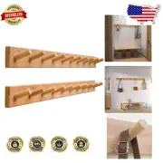 Space-Saving 10-Peg Wall Coat Rack in Natural Bamboo - Modern Entryway Decor