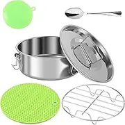 Stainless Steel Flan Pan 1.5 Quart Capacity Flan Pan Mold with Lid and Handle Round Flan Maker with 3 Latches Multipurpose Flan Maker Mold for Cupcake Pudding