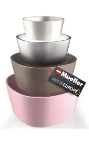 Mueller Mixing Bowls-4 Piece Nesting Plastic Mixing Bowls Dishwasher Microwave