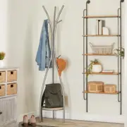 Litton Lane Coat Racks 6-Hooks Triangle Freestanding Metal Modern Dark Silver