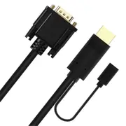 Cruxtec HDMI Male to VGA Male Cable with Micro USB Female - 2M - ( 1920x1080 ) [HTV-02-BK]