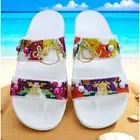 Sandals Two Straps White/Multi (W-9) Rhinestone Custom made Designs