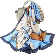 [WEIGEER] Silk Scarf Women Green Shawl Stain Neckerchief Head Wraps Thin Scarf Ladies Beach Shawl Vintage Painting Bridal Belt Chiffon Scarf Muslim Colourful Cloth Birthday Gifts