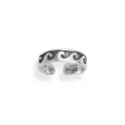 Oxidized Thin Waves Toe Ring - Sterling Silver