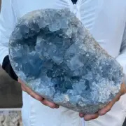 11.9lbLarge Natural Blue Celestite Crystal Geode Quartz Cluster Mineral Specimen