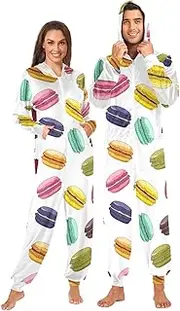 [Joisal] Sweet Macarons White Comfortable and Warm Adult Onesie Costume, Adult Sleepwear