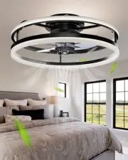 Modern Ceiling Fans with Lights and Remote, 19.7'' Fandelier Low Profile