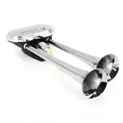 24V Dual Trumpet Air Horn Chrome Compressor Auto For Car Truck Train Boat