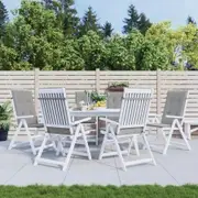 Garden Highback Chair Cushions 6 pcs Grey 120x50x3 cm Fabric