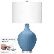 Secure Blue Ovo Table Lamp With Dimmer