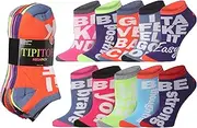 [Tipi Toe] Women's 10 Pairs Crazy Unique Colorful Fun Patterned Low Cut/No Show Socks