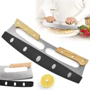 Kitchen Stainless Steel Pizza Cutter Rocker Blade Slicer 35CM Protective Cover