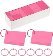 uxcell 3"x2" Colored Index Card, 3000Pcs Small Index Flash Cards with 30 Ring Study Card Blank Note Card Mini Paper Tags for Learning Study Craft DIY, Rose Red