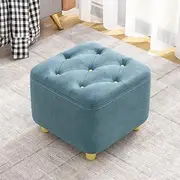 Fohouse Ottoman Square Cube Foot Rest Footstool, Foot Rest for Couch, Leather Ottoman Seat for Living Room Bedroom or Dorm, Padded with Thick Sponge, Green