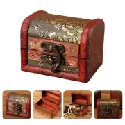 Wooden Jewelry Box Velvet of The Lid Treasure Chest Toy
