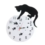 Cat Wall Clock for Room Decoration with Charming Cat on Fishbowl Design