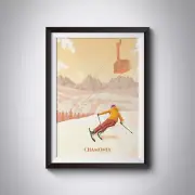 Chamonix Ski Resort Print Mont Blanc Retro Poster Vintage Skiing Mountain Wall