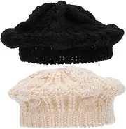 [BESTYASH] Knitted Beret Hat for Women French Beret Warm Hat Fashionable Sunshade Cap Beret for Girls