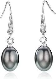[Salanda] Pearl Drop Earrings Set, 925 Sterling Silver Pearl Dangle Earrings for Women Girls (C&3 pairs), mm, Silver, Crystal
