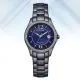 【CITIZEN 星辰】LADYS母親節推薦款 湛藍典雅光動能不鏽鋼腕錶/黑x藍29mm(FE1255-84L)