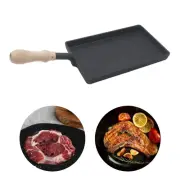 Cast Iron Griddle Steak Pan Portable Egg Frying Pan Omelette Pan for Gas Stoves