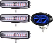 Biqing 3x 6 Inch Forklift Safety Light Red Straight LED Warning Light +1x Oval Blue Warehouse Warning Spot Light 12V-80V Truck Security Indicator Spotlight for Offroad/Truck/Tractor/Fork Truck