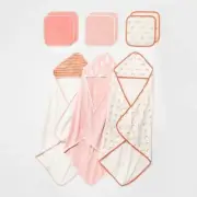 NEW Baby 9pk Earth & Sky Hooded Towel and Washcloth Set - Cloud Island Pink
