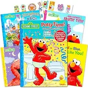 Sesame Street Elmo Potty Training Book Set - Potty Coloring and Activity Book with Chart Reward Stickers and Checklist (Includes 4 Storybooks: ABC Colors Rhymes Bedtime)