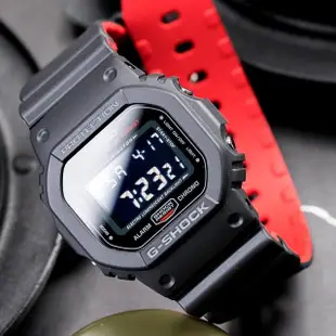 【G-SHOCK】絕對強悍時尚潮流運動錶-黑紅(DW-5600HR-1)