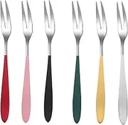 PRETYZOOM 6Pcs Dessert Fork Fruit and Salad Forks for Appetizers and Cake Smooth Surface for Parties and Gatherings Present for Friends