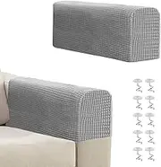 Lollanda Sofa Armrest Covers Protectors Stretch Chair Covers, Sofa Armrest Covers Protectors, Elastic Non-Slip Armchair Protective Cover (Light Grey)